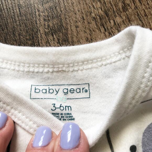 Baby Gear Boy 3-6M Bear Long Sleeve Quilted Footie Snap Button Closure Outfits - Picture 6 of 6